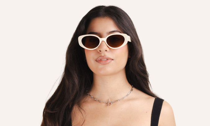 Patti White Oval Sunglasses