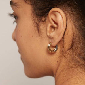 18K Gold Plated Waterproof Stainless Steel Hoop Earrings