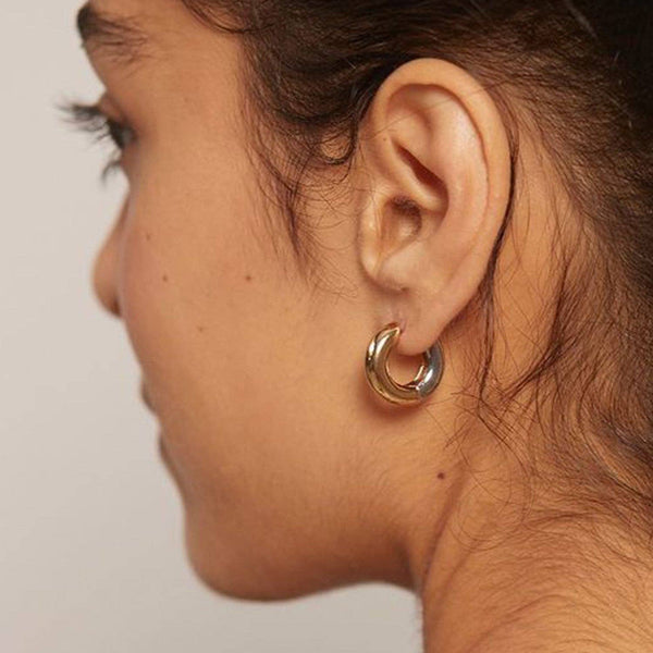 18K Gold Plated Waterproof Stainless Steel Hoop Earrings