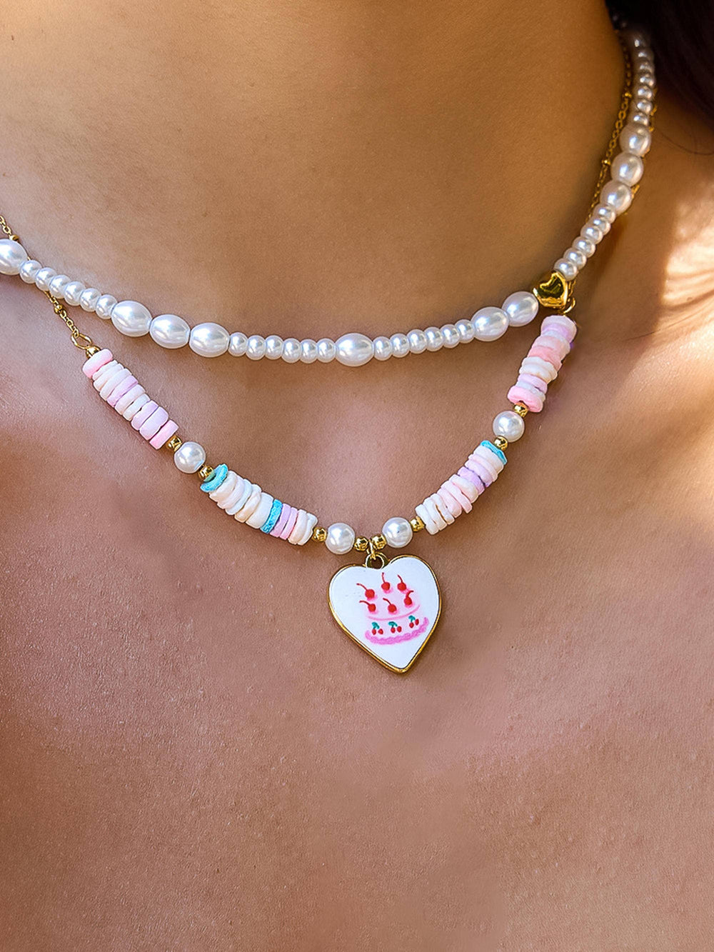 Mindy 18K Gold Non-Tarnish Boho Heart Shell Necklace