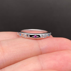 Colored Zircon Inlaid Star 18K Gold Plated SS Ring - FGS/MS