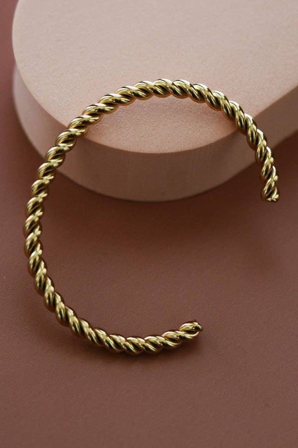 18K Gold Plated Waterproof Stainless Steel Cuff - 7204