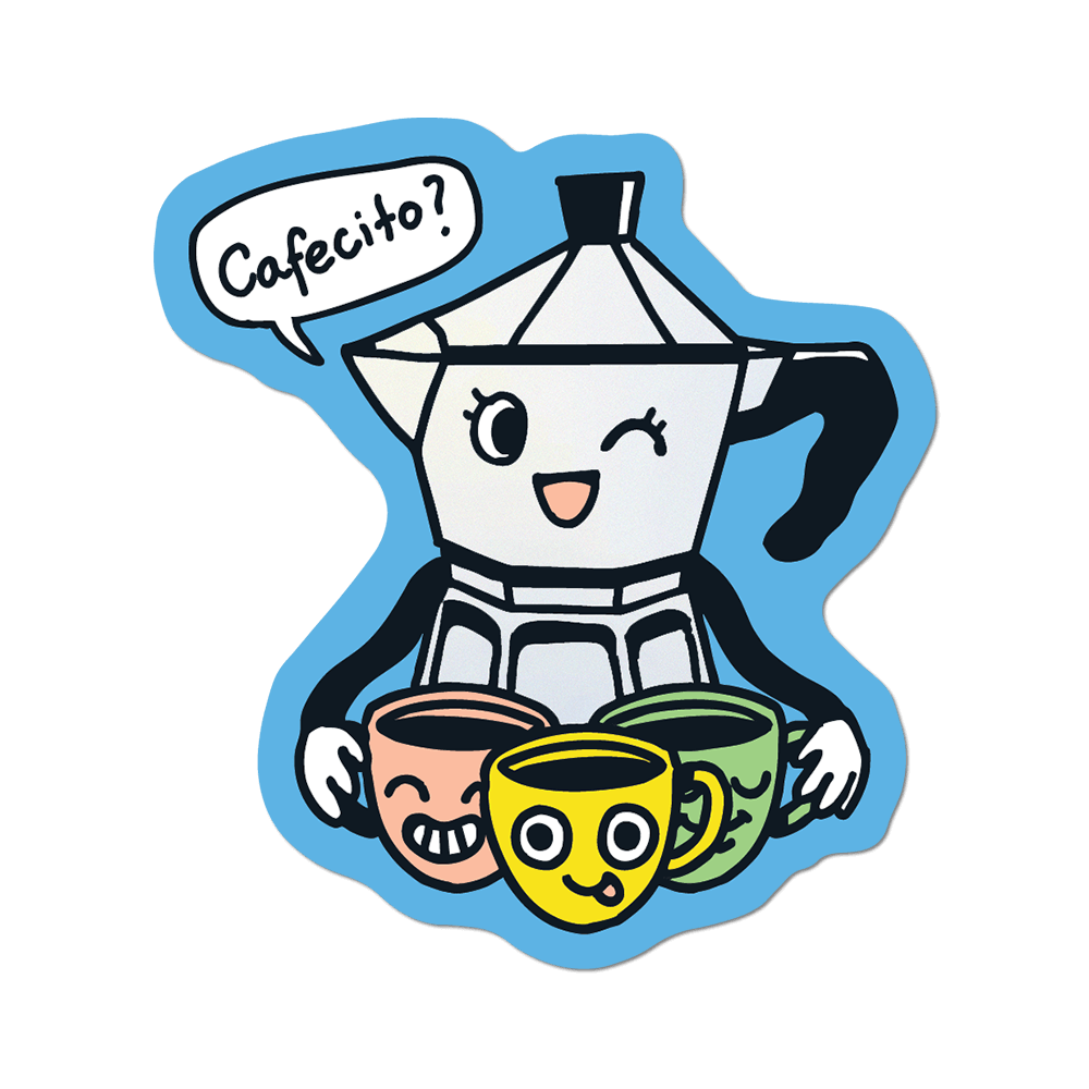 Cafecito? - Die-Cut Sticker (cafe, coffee)