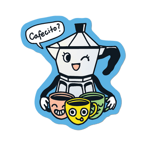 Cafecito? - Die-Cut Sticker (cafe, coffee)