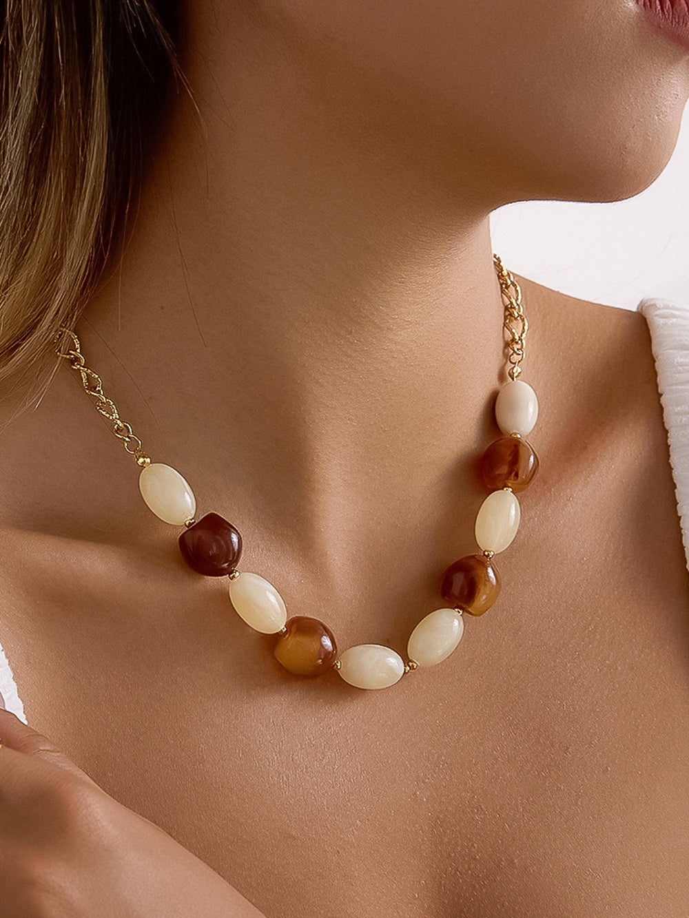 Palm 18K Gold Non-Tarnish Beaded Chain Necklace