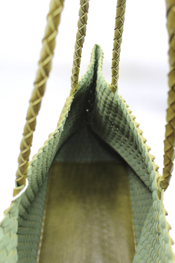 XL Leather Weaving Tote Bag 