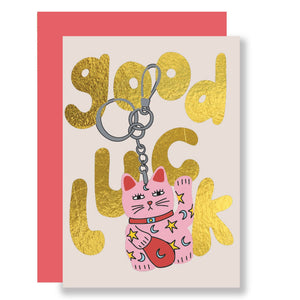 MINI good luck greeting card, gold foil card