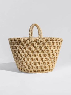 Straw Market Bag with Crochet Detailing