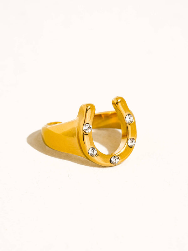 Non-Tarnish Gold Horseshoe Statement Ring
