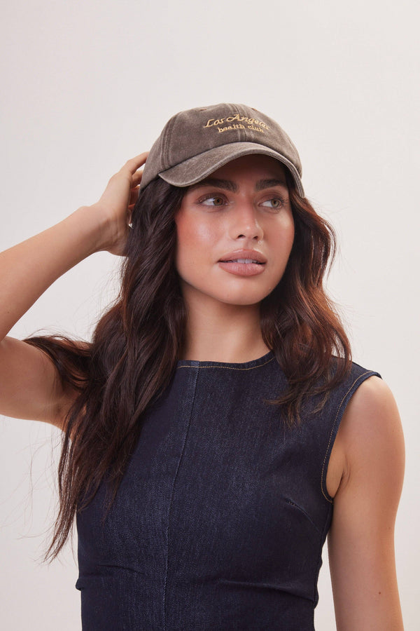 Los Angeles Health Club Baseball Cap in Washed Brown