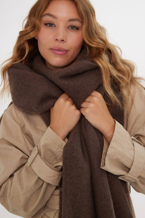 Oversized Chunky Blanket Scarf in Brown