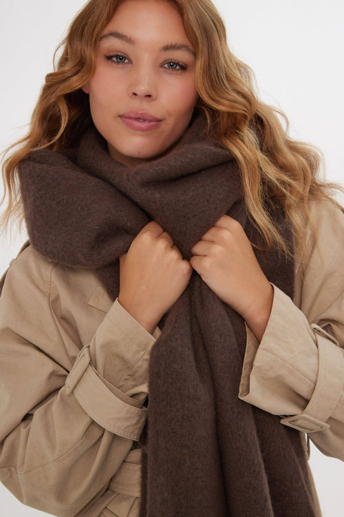 Oversized Chunky Blanket Scarf in Brown