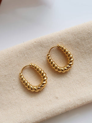 Cere 18K Gold Non-Tarnish Twisted Hoop Earrings