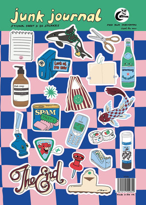 A5 sticker sheet; junk journal design, notebooks