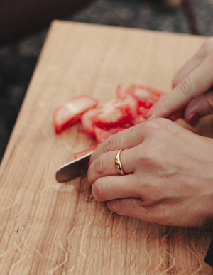 Waterproof Gold Stone Embossed Band Ring