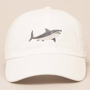 Shark Embroidered Cotton Baseball Dad Cap