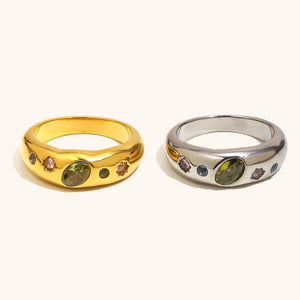 Multi Coloured Stone Ring - Gold or Silver