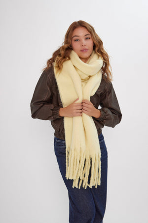 Oversized Chunky Blanket Scarf in Butter Yellow