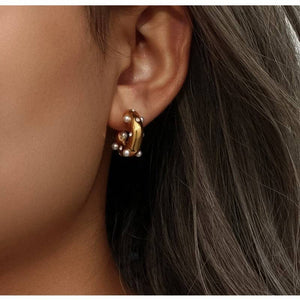 18K Gold Plated Waterproof Stainless Steel Hoop Earrings