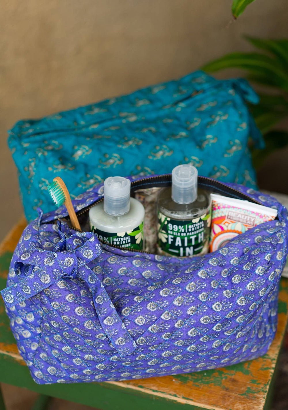 Recycled Sari Zip Wash Bag