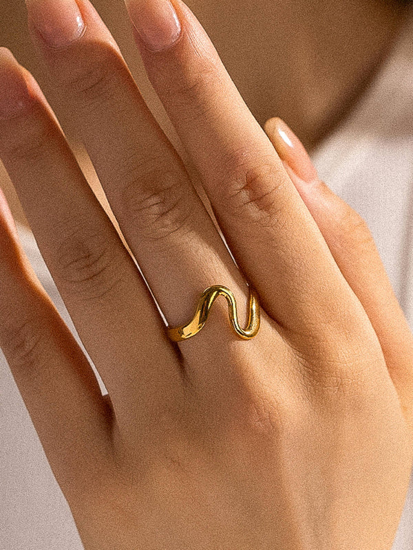Gold Plated & Non-Tarnish Abstract Thin Ring