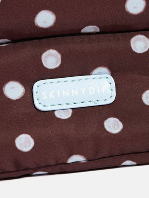 Polka Dot Pillow Pouch Makeup Bag in Brown & Blue