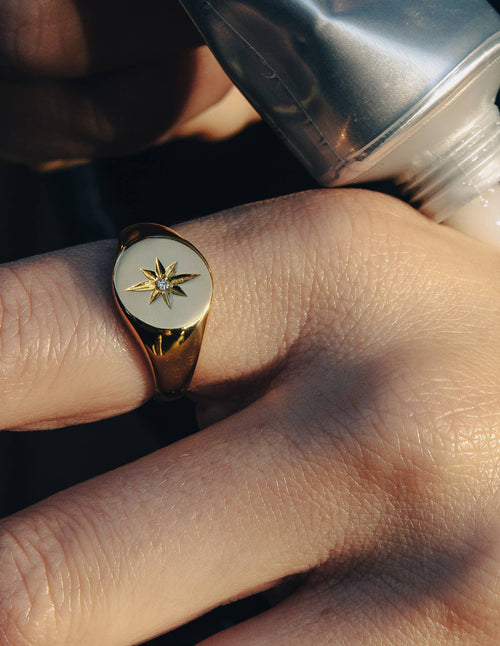 Waterproof Star Signet Ring