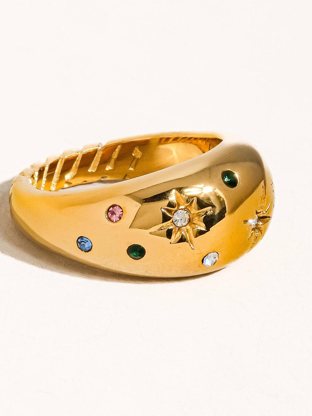Waterproof Gold Plated Star Dome Ring