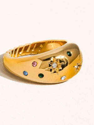 Waterproof Gold Plated Star Dome Ring