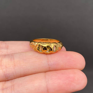 Zircon Inlaid 18K Gold Plated Stainless Steel Ring - FGS