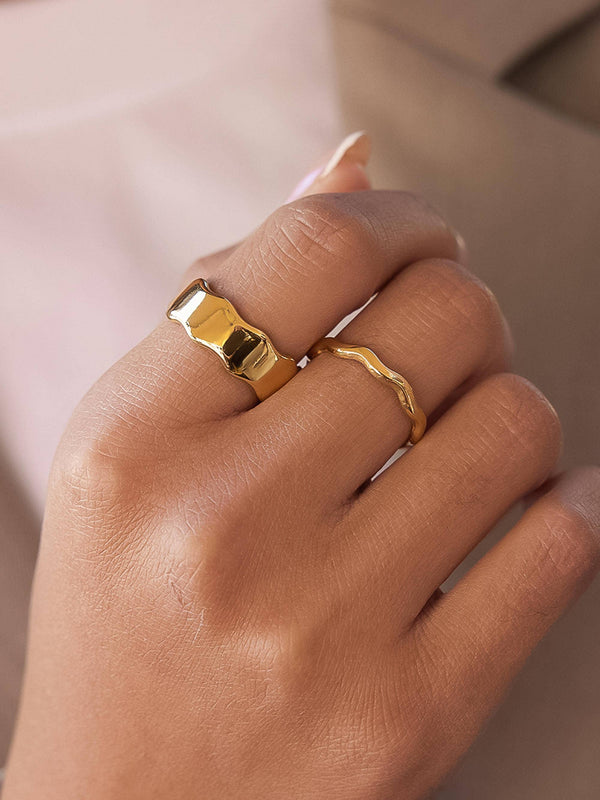Tracee 18K Gold Non-Tarnish Wave Open Rings