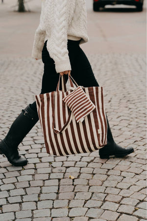 Brown Striped tote bag