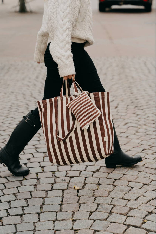 Brown Striped tote bag