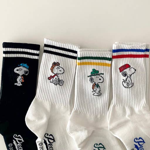 Peanuts Variety Snoopy 2Line Crew Ankle Socks
