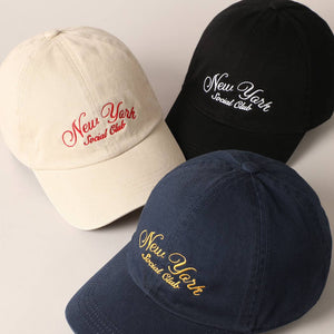 New York Social Club Text Embroidery Baseball Cap