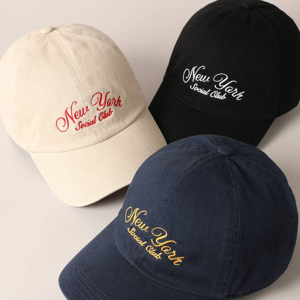 New York Social Club Text Embroidery Baseball Cap