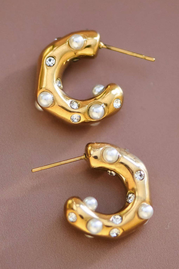 18K Gold Plated Waterproof Stainless Steel Hoop Earrings