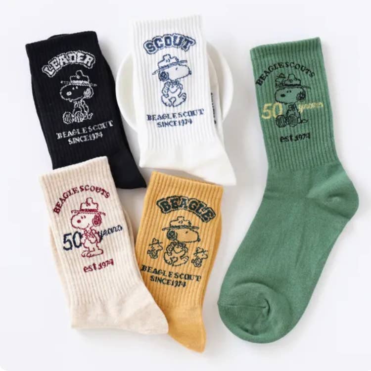 Peanuts Snoopy Scout 50th Celebtate Crew Ankle Socks-