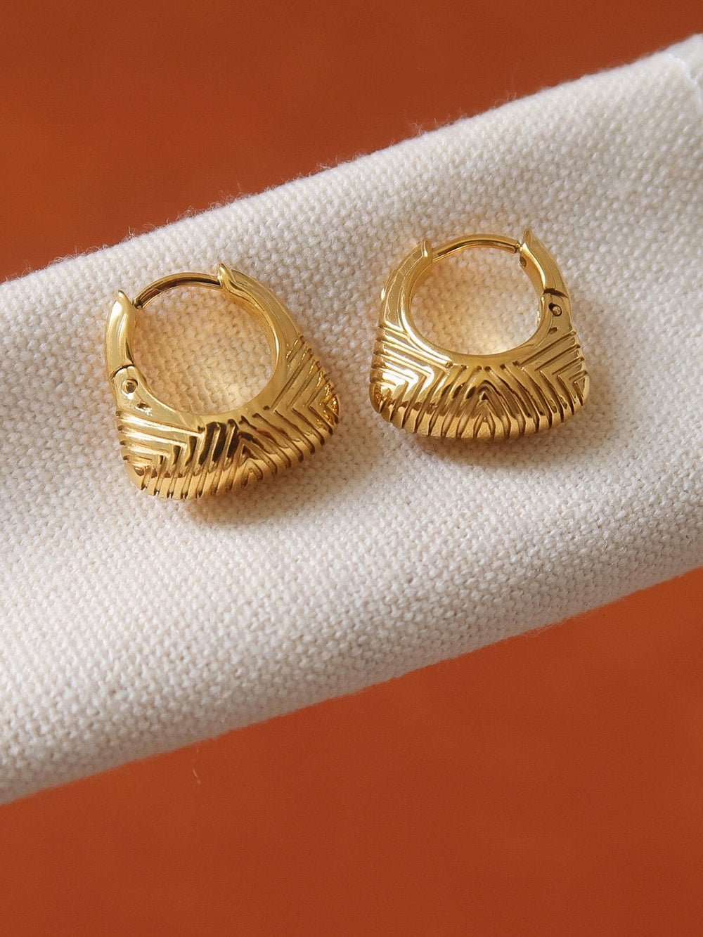 Non-Tarnish Textured Hoop Earrings
