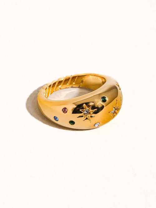 Waterproof Gold Plated Star Dome Ring