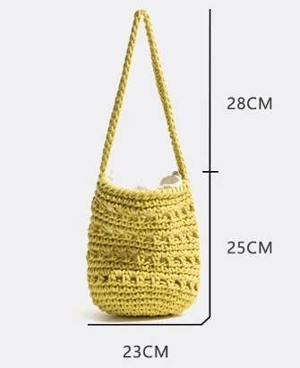 Spring & Summer Hollowed Crochet Bucket Shape Shoulder Bag
