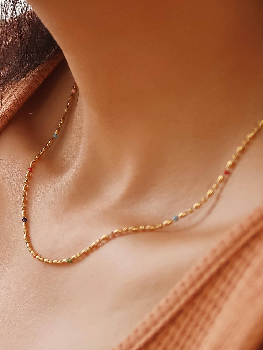 18K Gold Plated Non-Tarnish Beaded Necklace