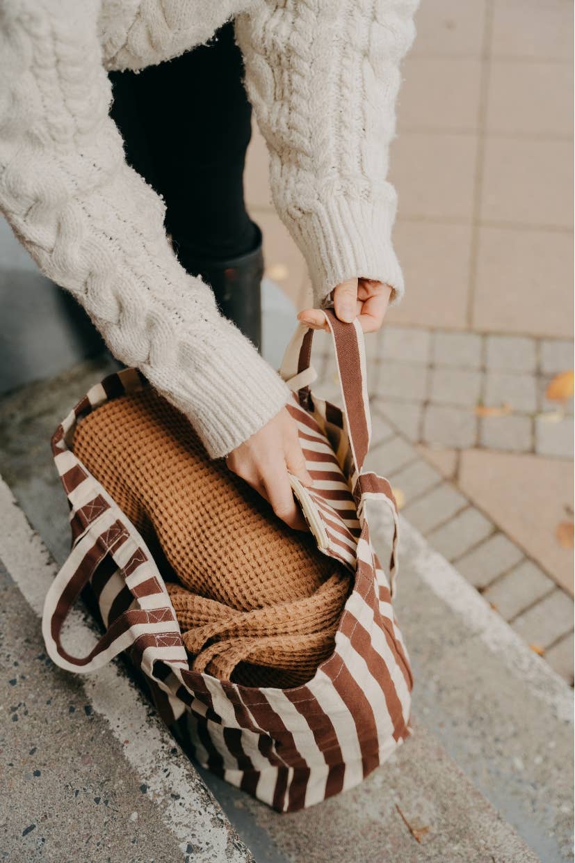 Brown Striped tote bag
