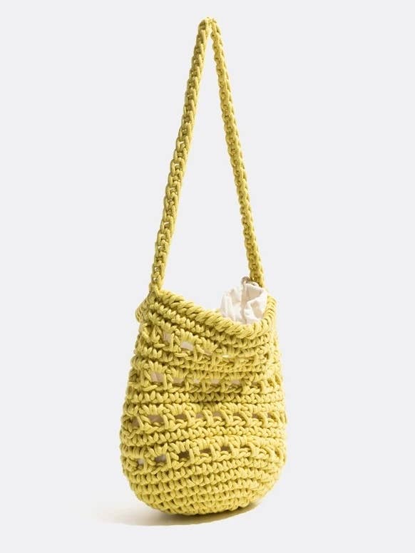 Spring & Summer Hollowed Crochet Bucket Shape Shoulder Bag