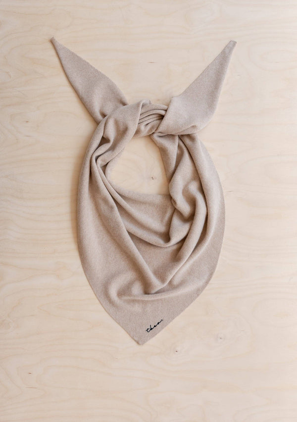 Large Merino Wool Triangle Scarf in Sourdough