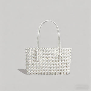 Solid Color Woven Hollow Tote Bag