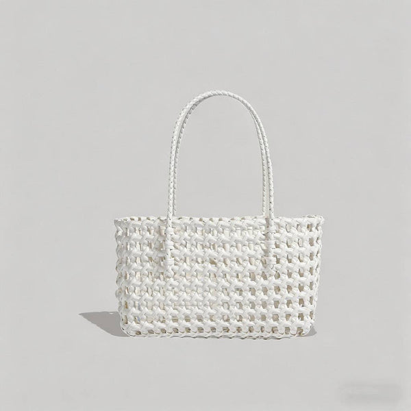 Solid Color Woven Hollow Tote Bag
