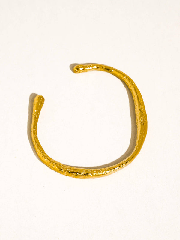 Gold Non-Tarnish Textured Open Cuff Bracelet