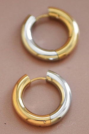 18K Gold Plated Waterproof Stainless Steel Hoop Earrings
