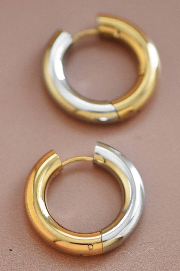 18K Gold Plated Waterproof Stainless Steel Hoop Earrings